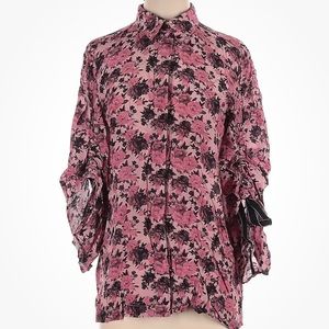Dhruv Kapoor floral 100% silk long sleeve button down shirt. Sz Small
